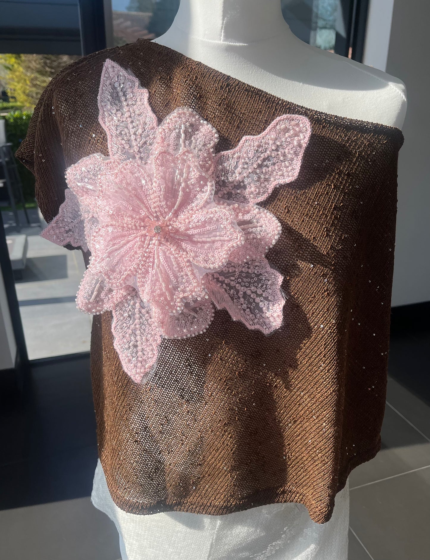 Brown Pink Gracie poncho cover up