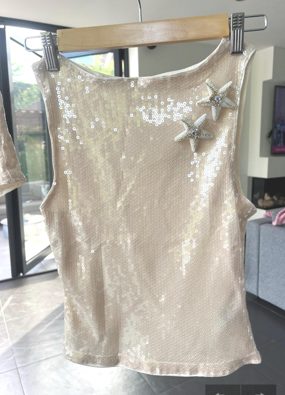 Beige double cream starfish Tank Top Only