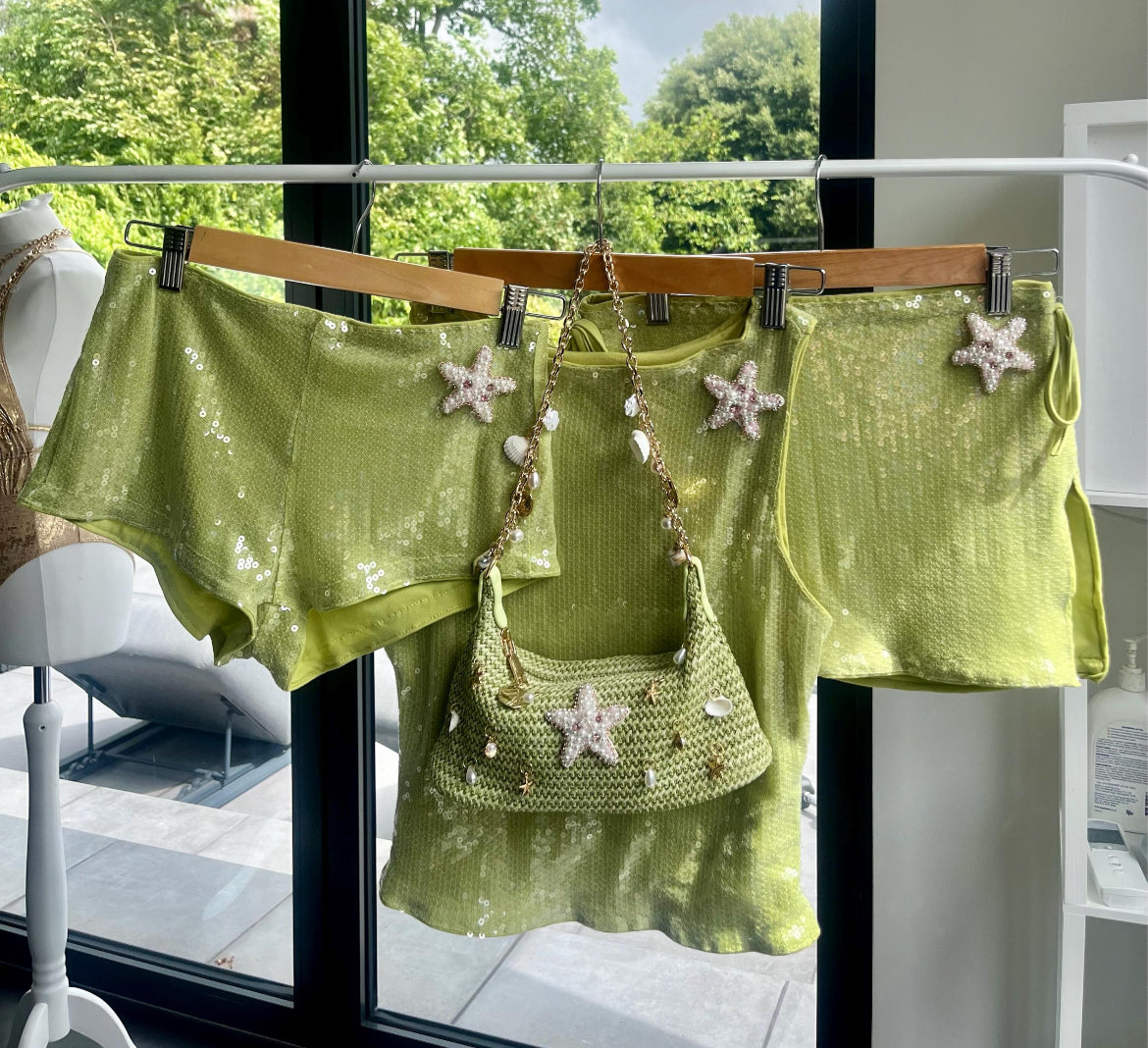 Matcha Pearl starfish skirt