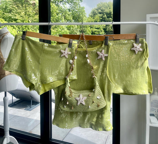 Matcha pearl starfish Tank & shorts SET