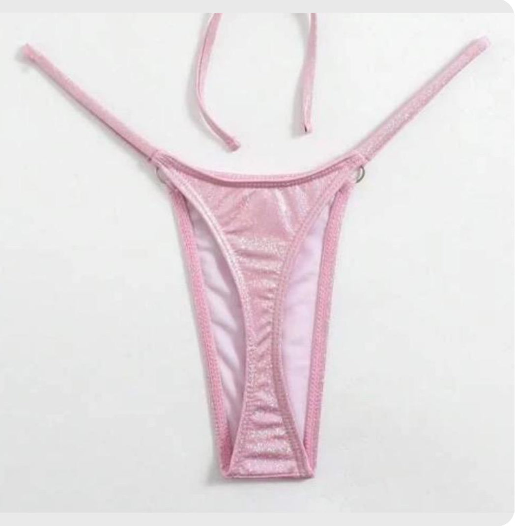 Pink sparkle beaded flora bikini