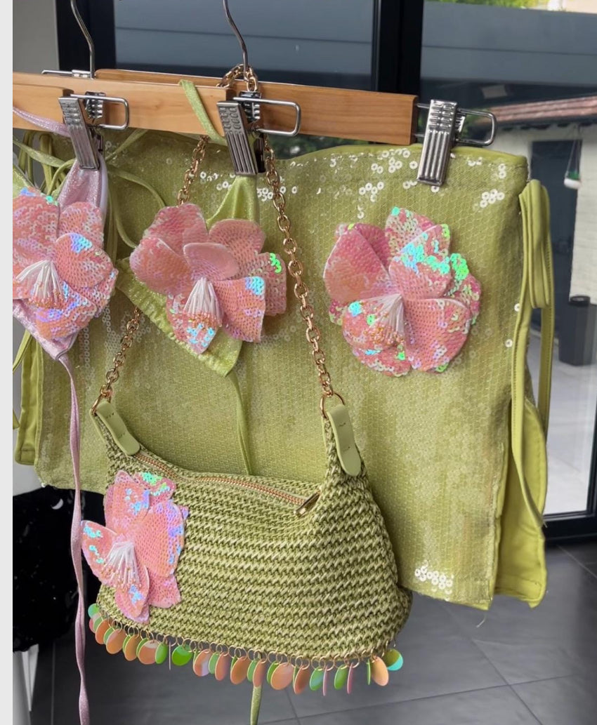 Matcha pink flora skirt