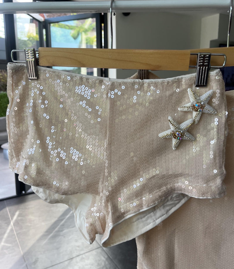 Beige double cream starfish Tank & shorts SET