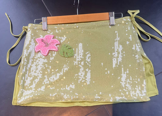 Matcha beaded flora & leaf skirt