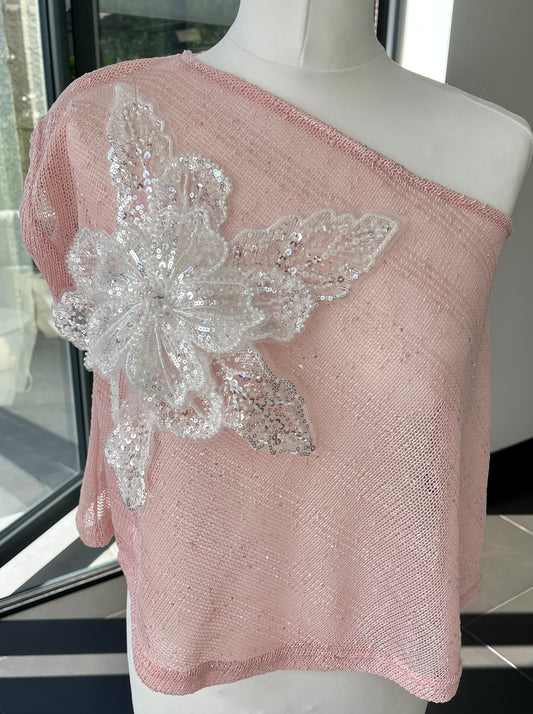 Pink White Gracie poncho cover up