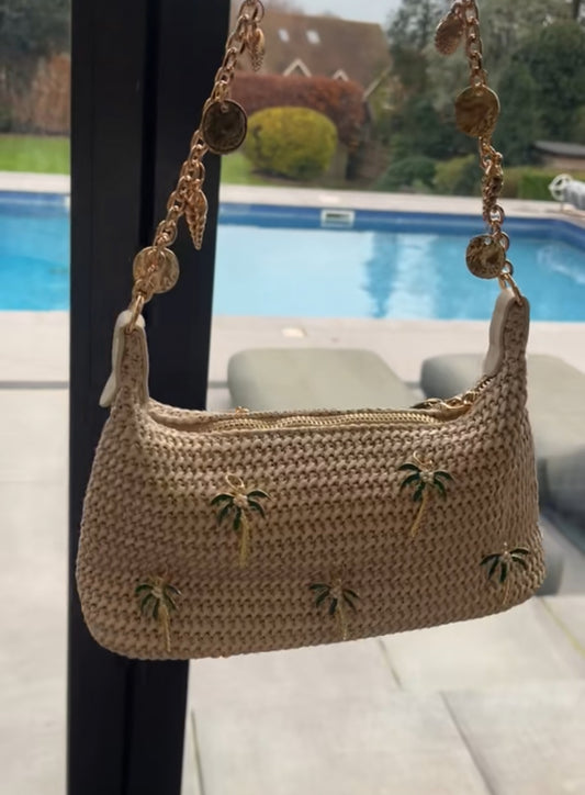 Beige Palm tree charm bag