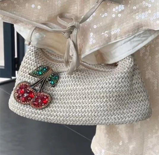 Beige Gem cherry charm bag