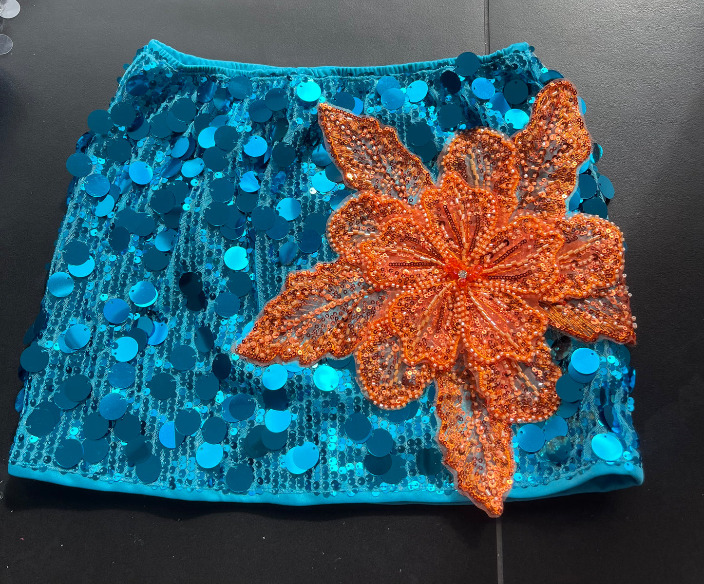 Turquoise Orange Gracie sequin skirt