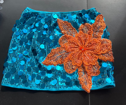 Turquoise Orange Gracie sequin skirt