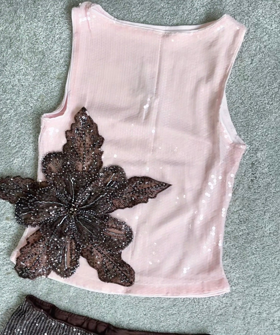 Pink / brown sequin Tank top ONLY