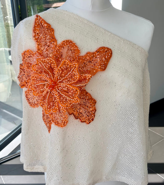 Beige Orange Gracie poncho cover up