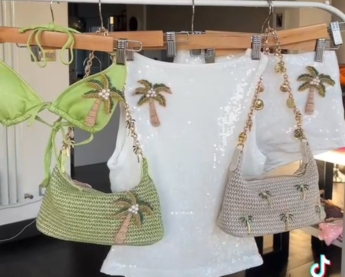 Matcha beaded palm tree bikini