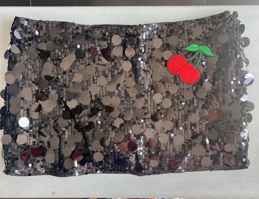 Black sequin cherry sequin skort