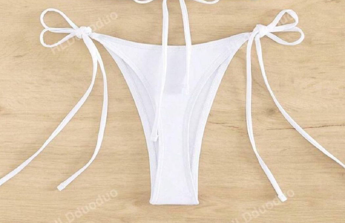 White beaded crab bikini