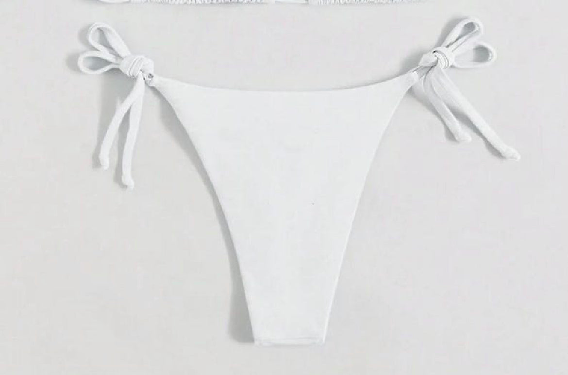 White beaded crab bikini