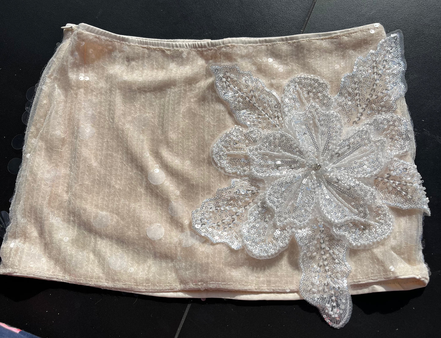 Beige white Gracie sequin skort