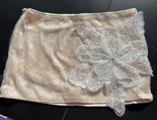 Beige white Gracie sequin skort