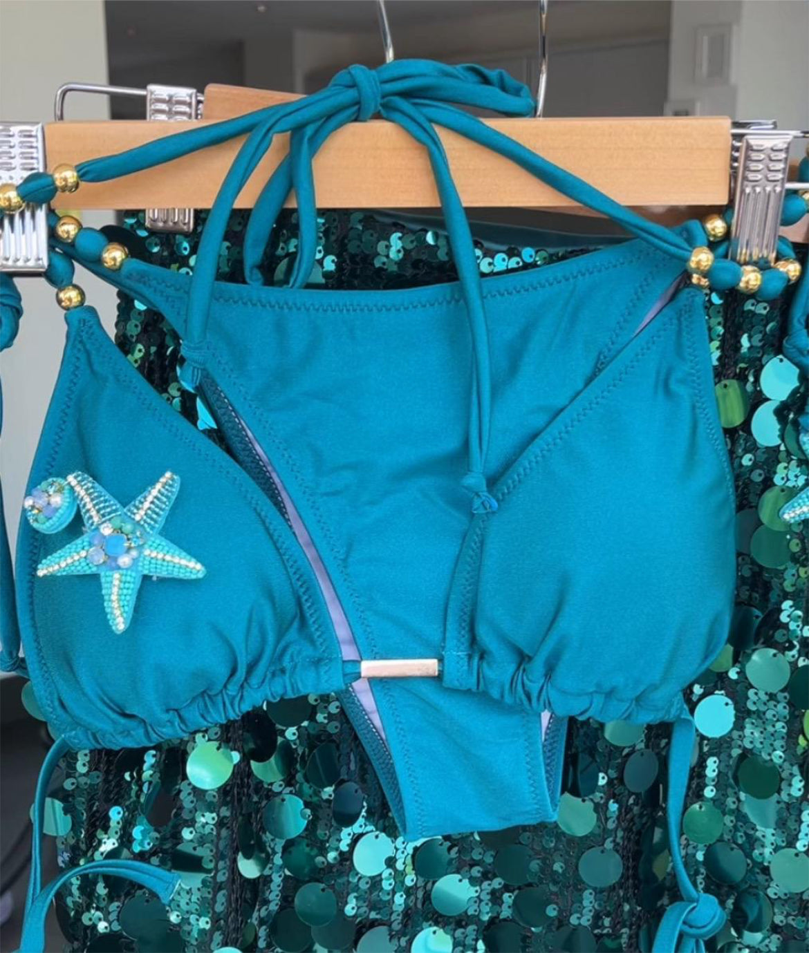 Teal / blue starfish bikini