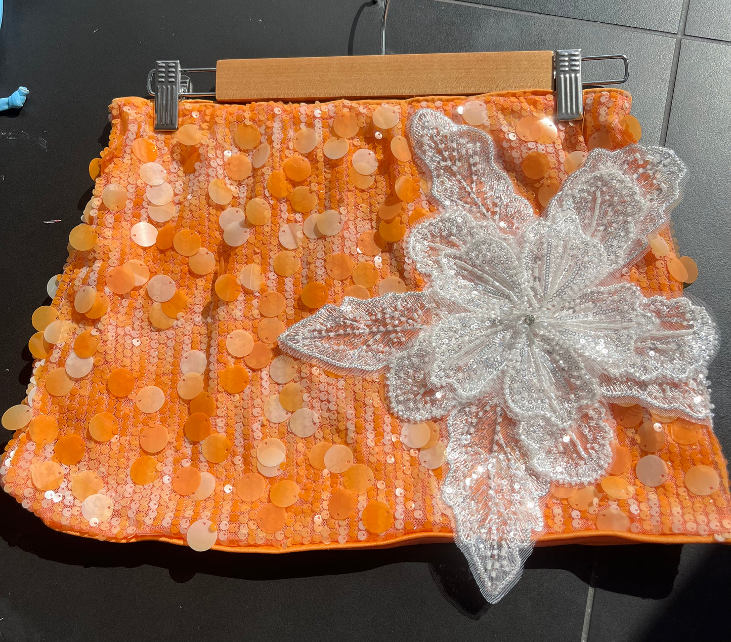 Orange White Gracie sequin skirt