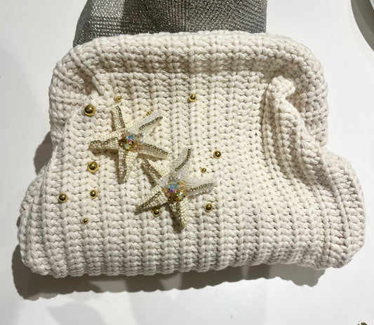 Crème double starfish clutch bag