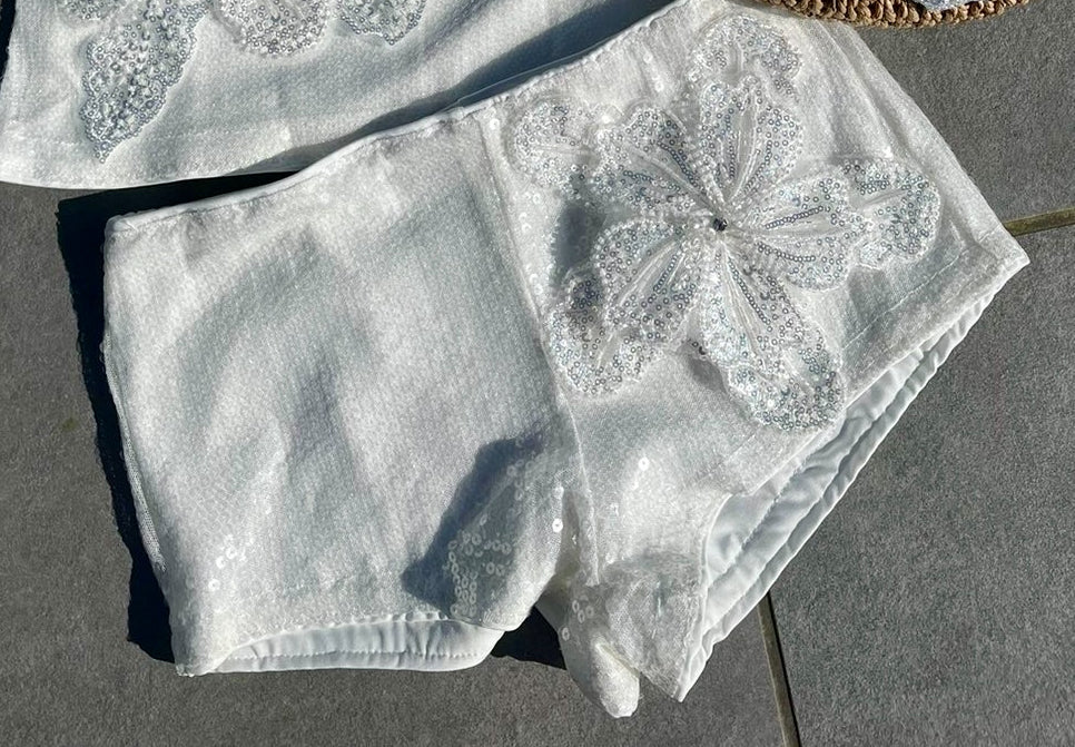 White Gracie sequin shorts ONLY