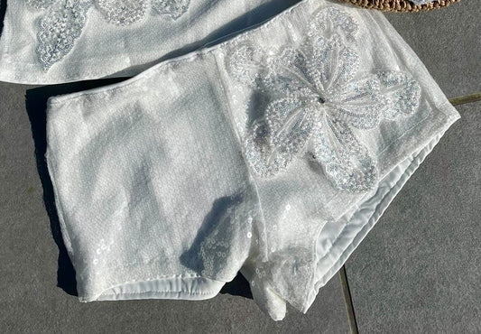 White Gracie sequin shorts ONLY