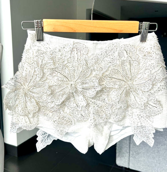 White Gracie sequin shorts