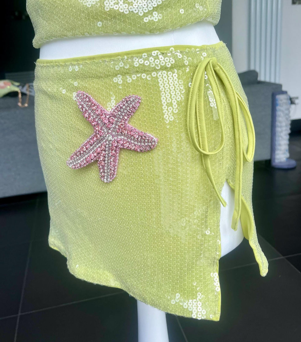 Matcha / pink Gem starfish skirt