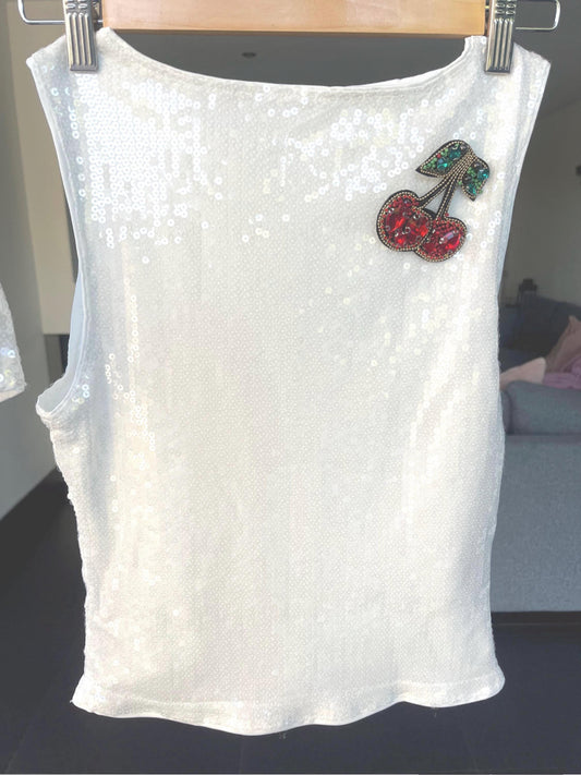 White Gem cherry Tank top ONLY