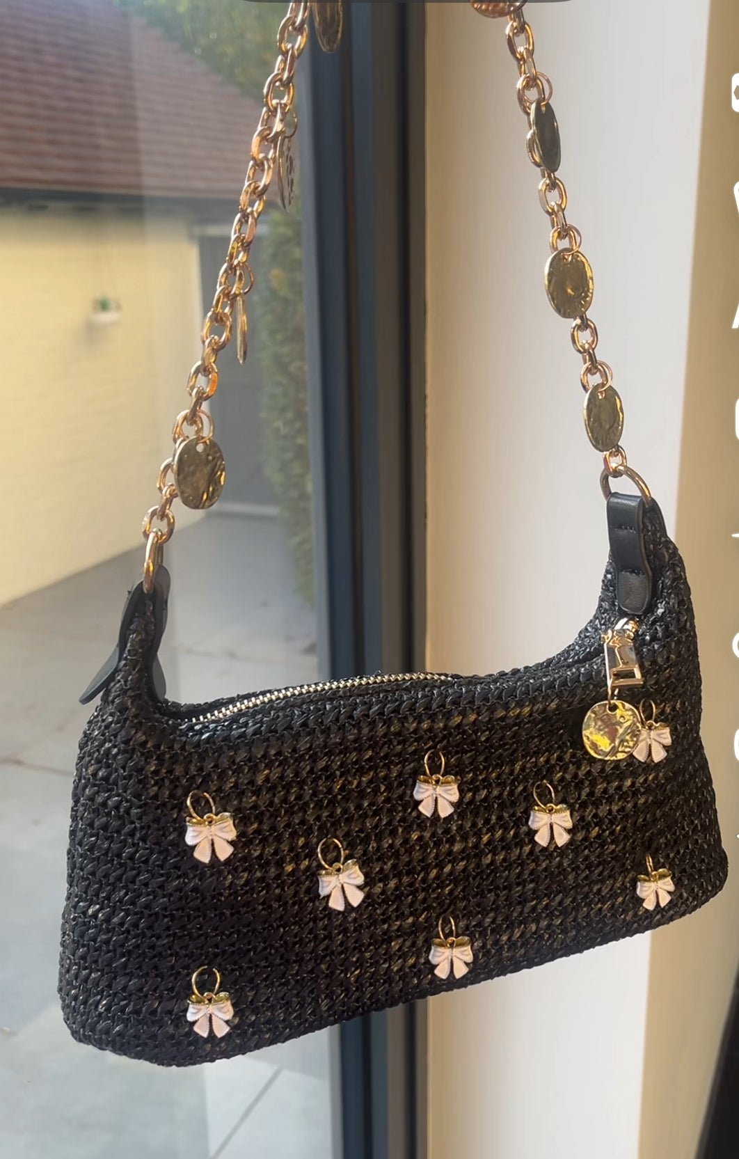 Black multi bow charm bag