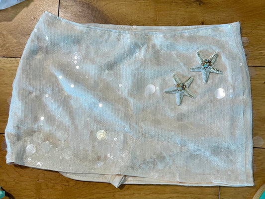 Ready to ship - Beige double cream starfish sequin skort S UK 8
