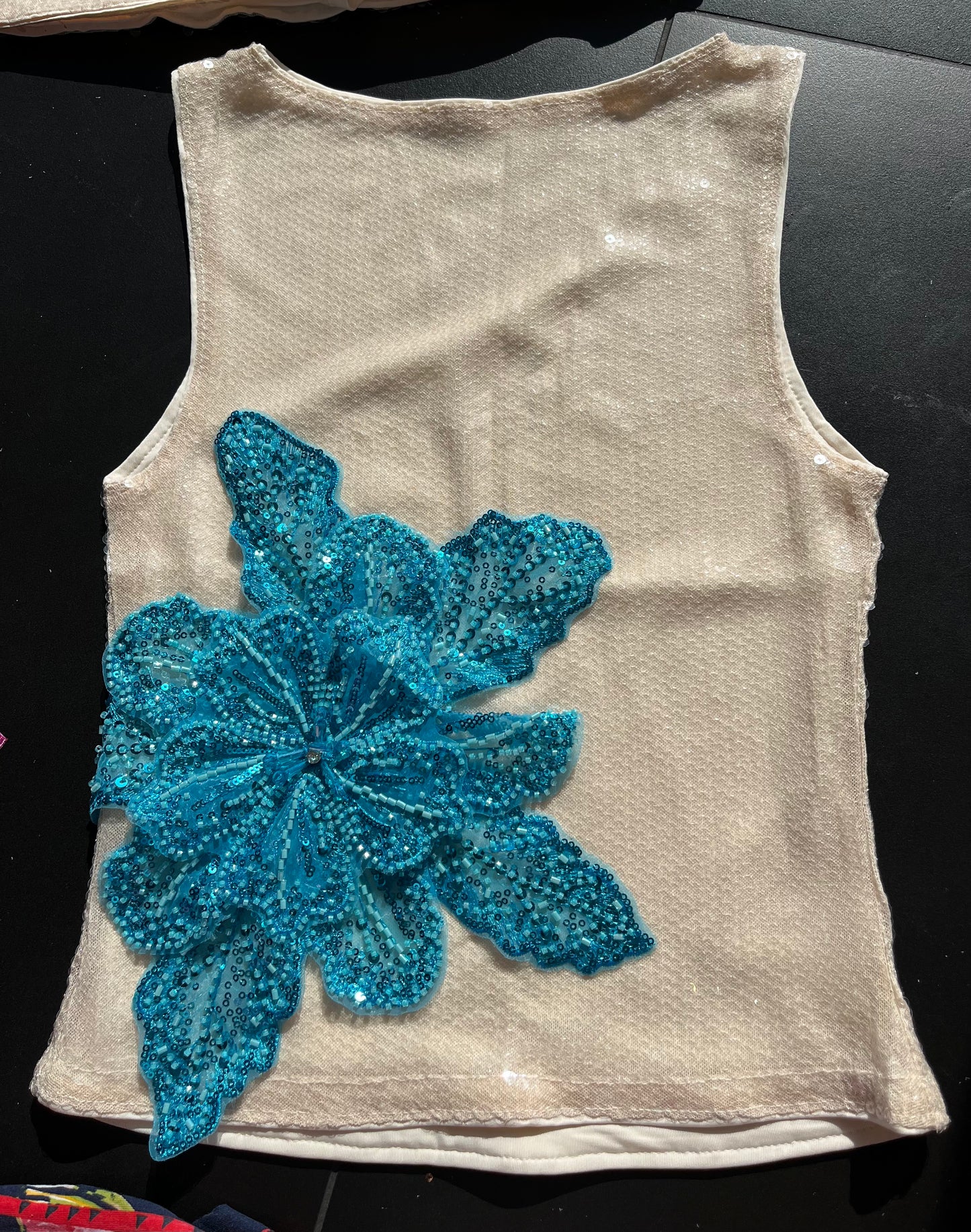 Beige blue Gracie sequin tank ONLY