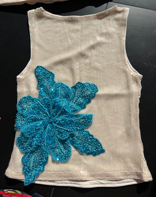 Beige blue Gracie sequin tank ONLY