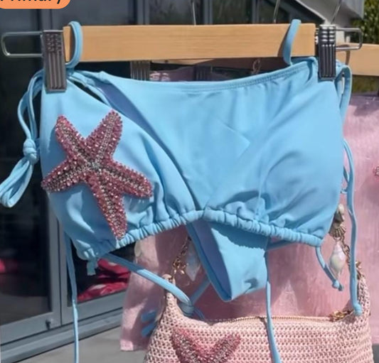 Blue / pink Gem starfish bikini