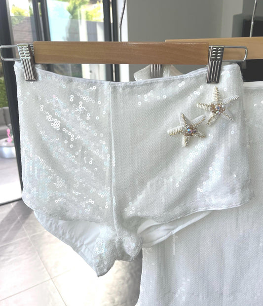 White double cream starfish shorts ONLY