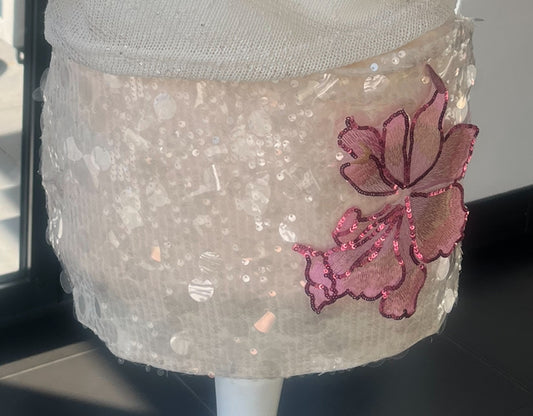 Beige candy blossom sequin skort