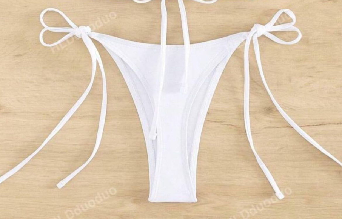 White beaded shell bikini