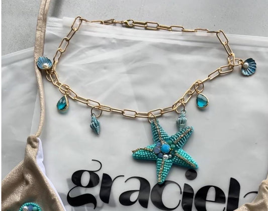 Blue starfish charm necklace