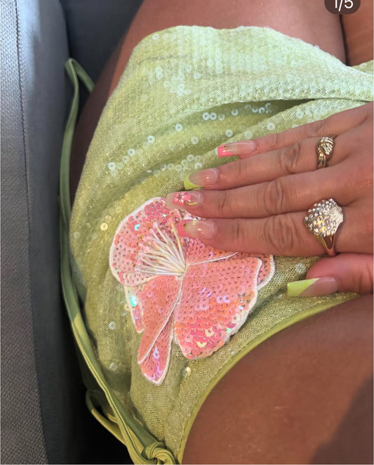 Matcha pink flora skirt