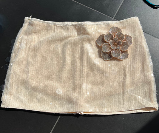 Beige Ava sequin skort