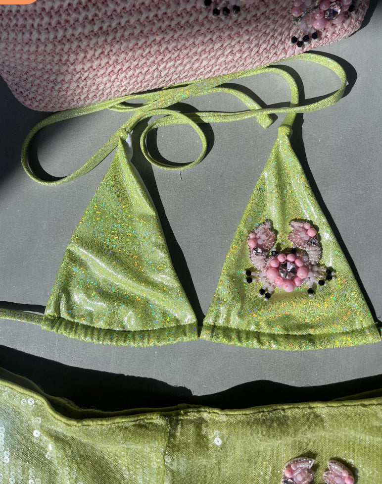 Matcha pink crab bikini