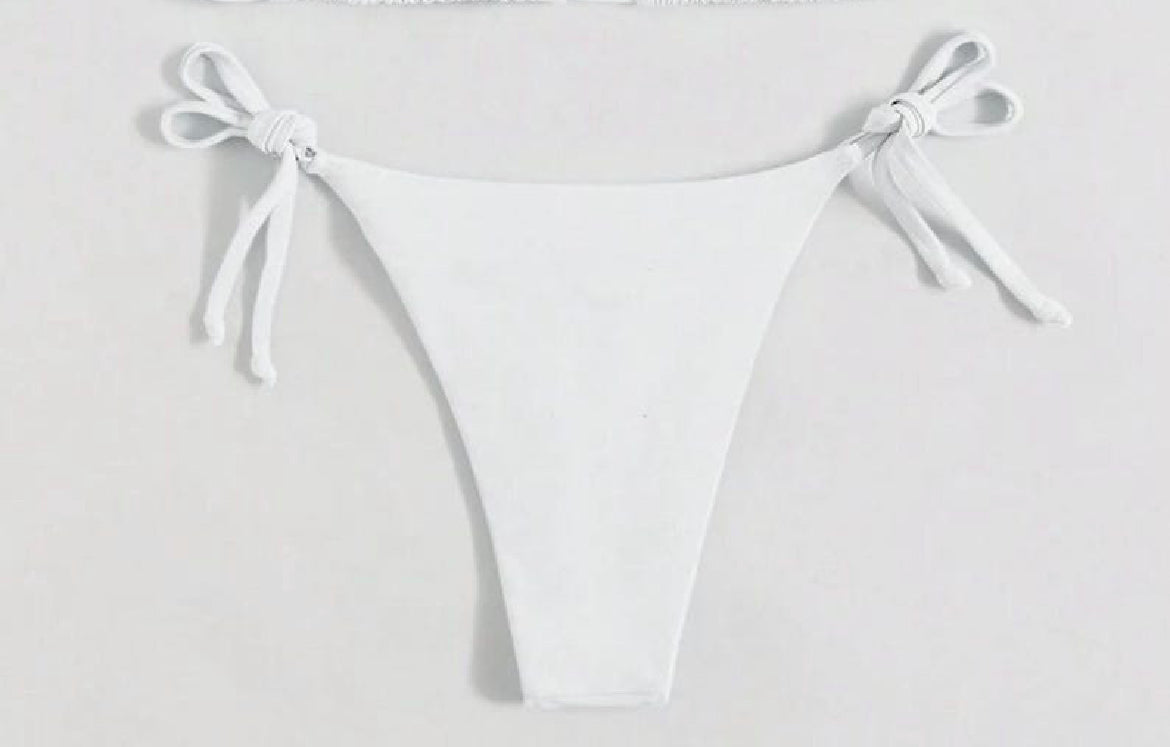 White beaded shell bikini