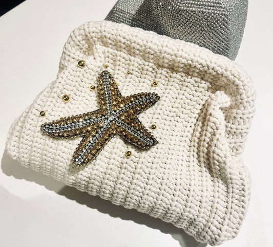 Crème Gold Gem starfish clutch bag