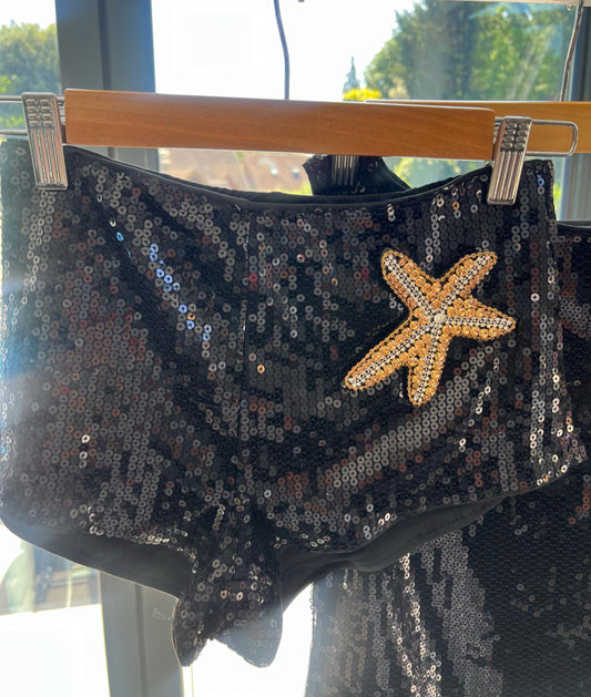 Black / gold Gem starfish sequin shorts ONLY