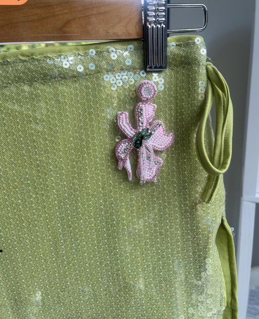 Matcha beaded flora sequin Skirt
