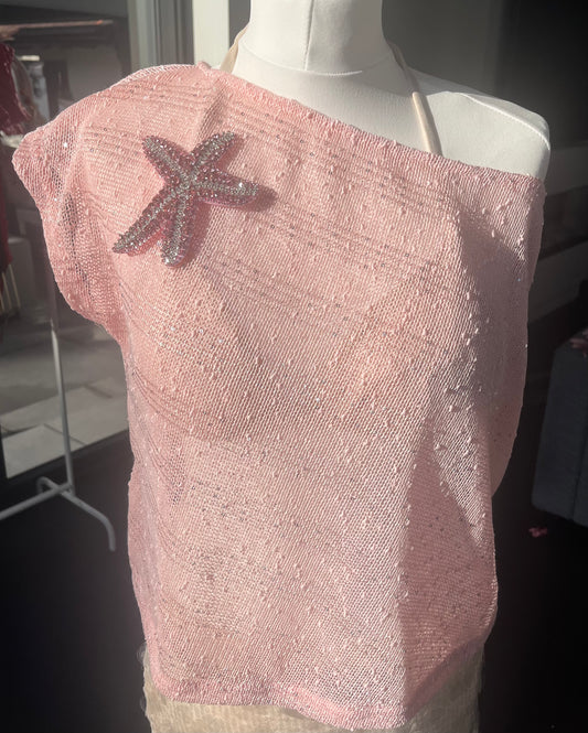 Pink Gem starfish poncho cover up