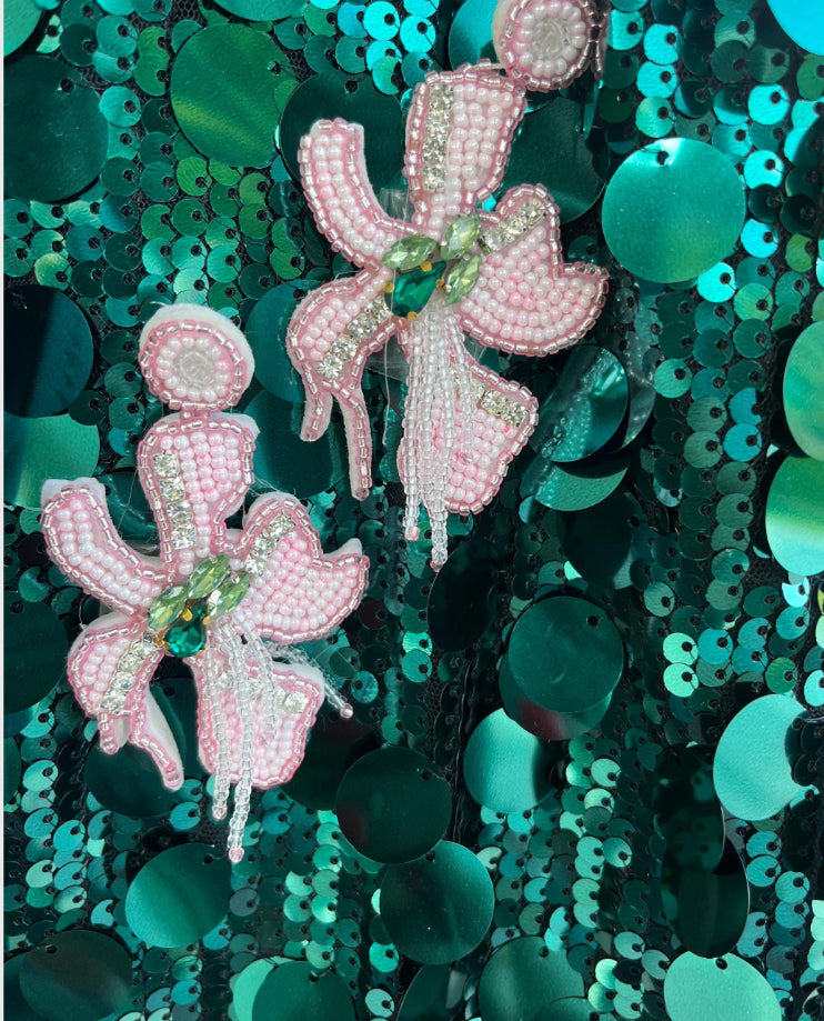 Teal beaded flora sequin skirt