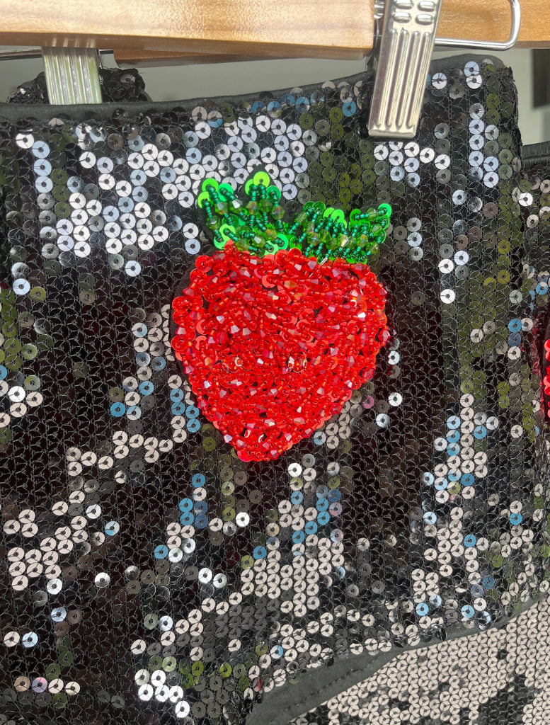 Black giant strawberry sequin shorts ONLY
