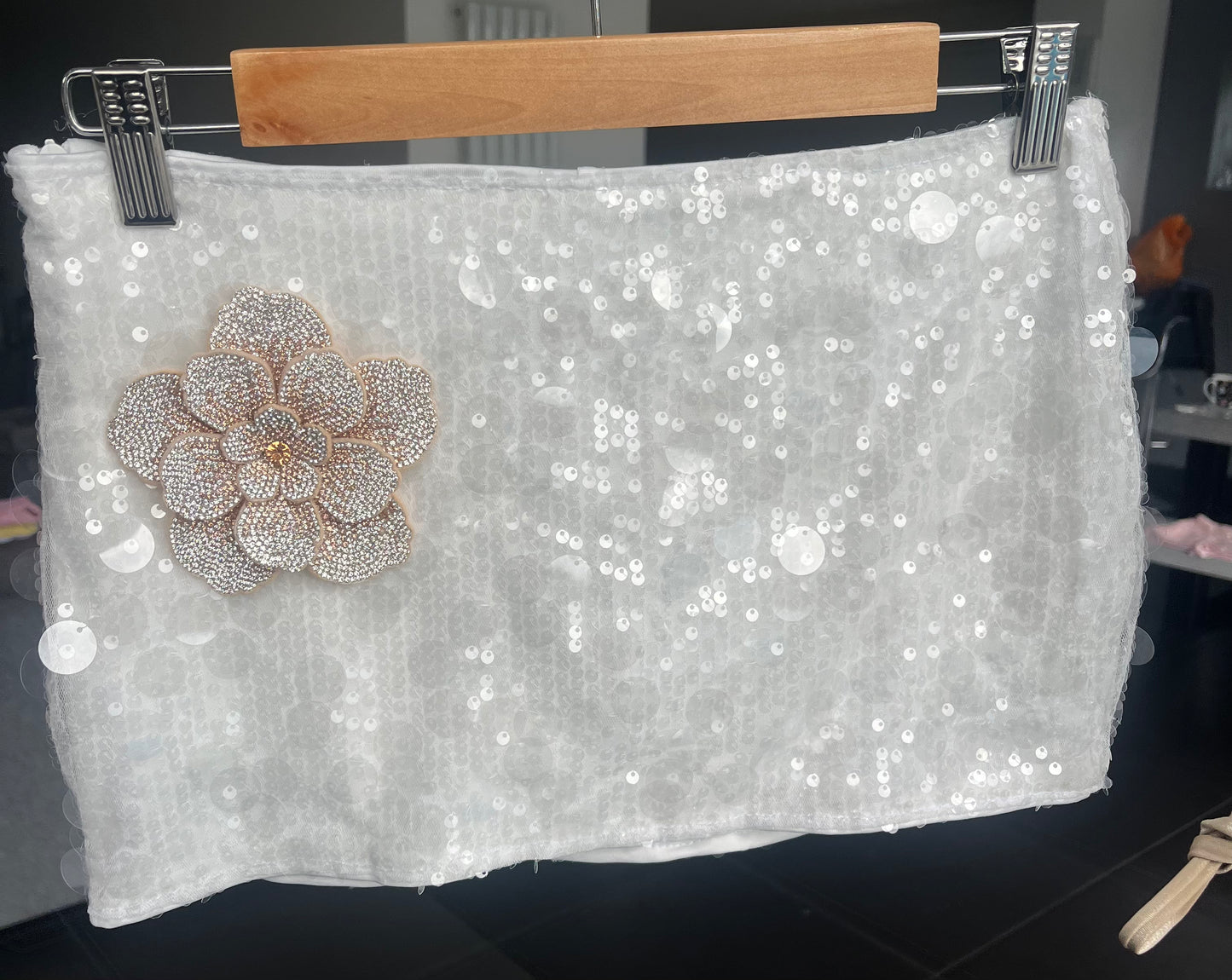 White Ava sequin skort