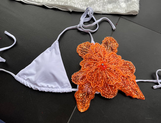 White / orange Gracie bikini